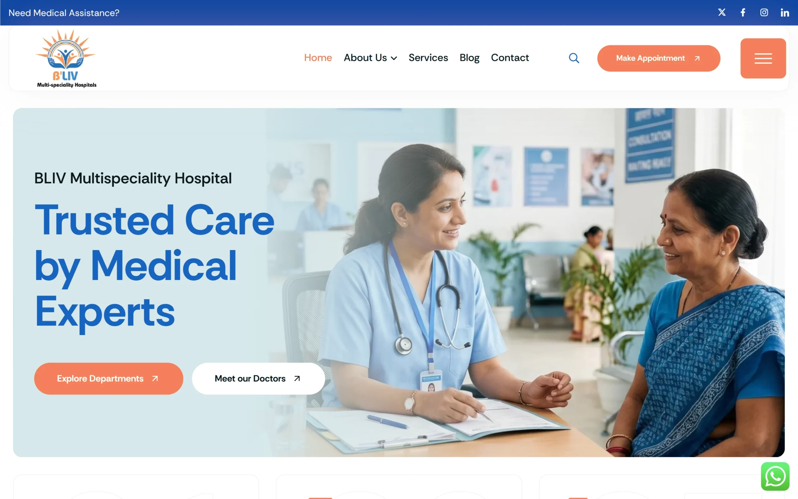B'liv Multispeciality Hospital Nellore website, designed and built by True Digital