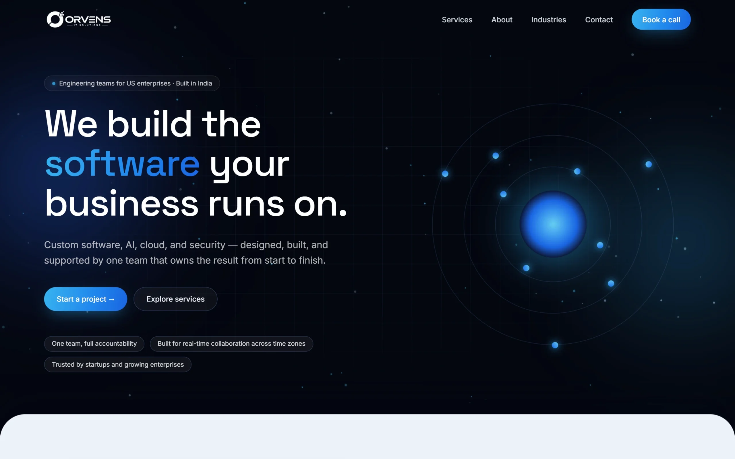 Orvens IT Solutions Hyderabad website, designed and built by True Digital